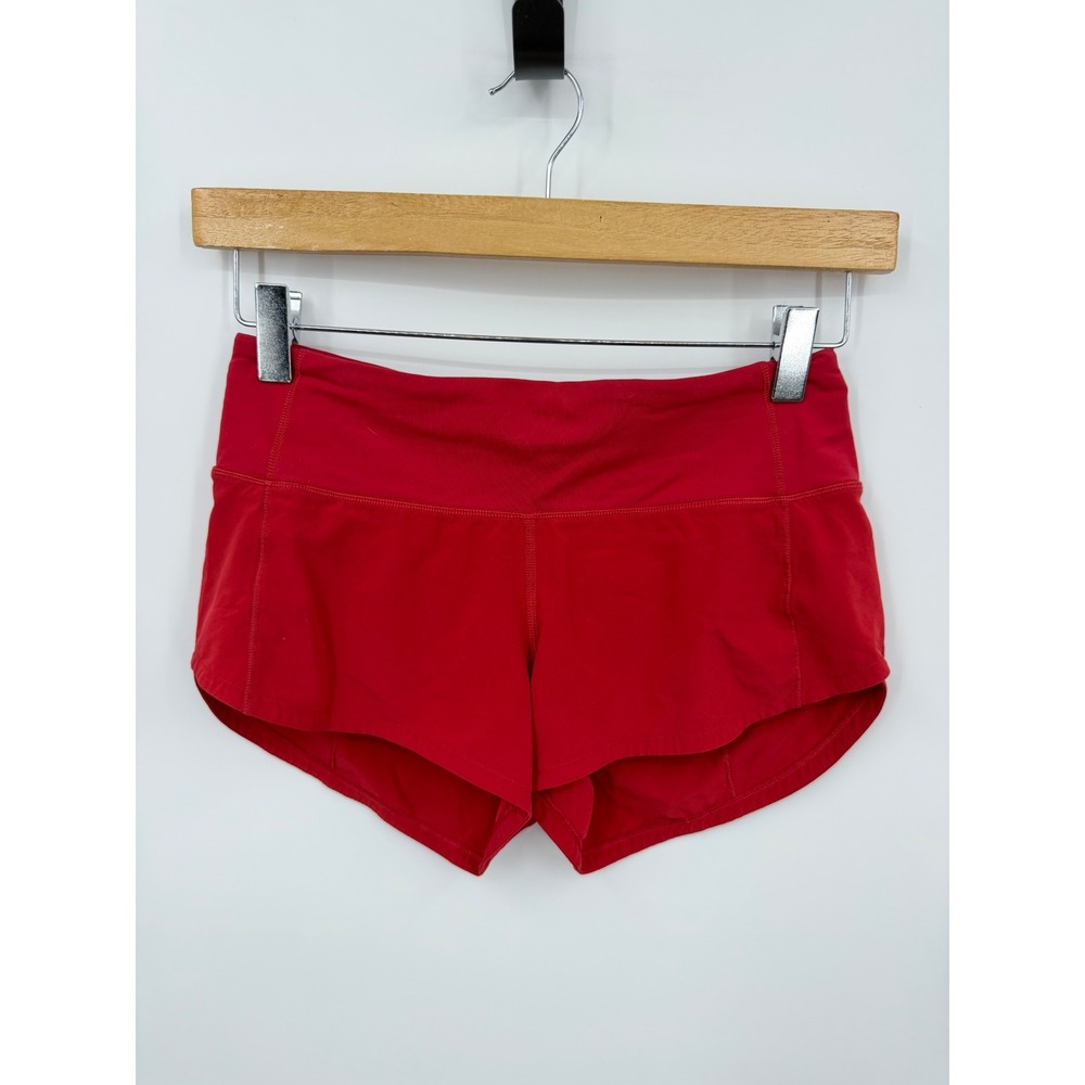 Lululemon Speed Up Short Women Size 0 Red Low Mid Rise Running Athletic